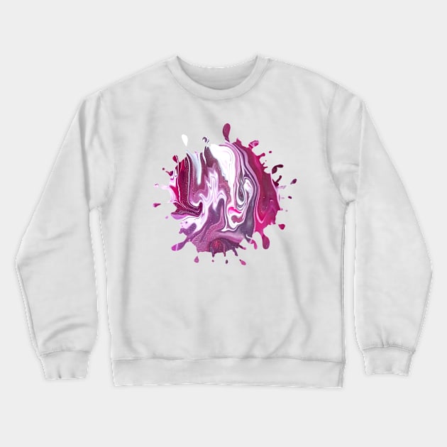 Pink/White Acrylic Pour Painting Crewneck Sweatshirt by Designs_by_KC